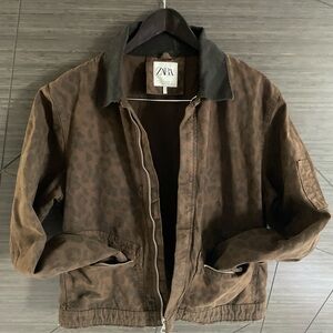 Zara Leopard Print Brown Jacket for Men